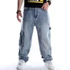 Men's Jeans Street Dance Wide Legs Baggy Jeans Men Fashion Embroidery Black Loose Board Denim Pants Male Rap Hip Hop Jeans Plus Size 30-46 231116