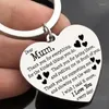 Keychains Friendship Love Heart Key Chain Engraved Letters MUM Thank You For Everthing Keychain Friend Stainless Steel Ring