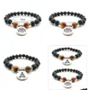 Pulseras de encanto Natural Negro Lava Piedra Tigres Ojo Lotus Pulsera Vaolcano Aromaterapia Esencial Difusor de aceite para mujeres Yo Dhgarden Dhia4