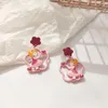 Dangle Earrings Sweet And Cute Contrast Color Little Girl Flower Hollow Oil Dropping H6508