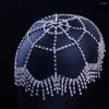 Hair Clips Luxury Full Rhinestone Tassel Bridal Headpiece Headband For Women Handmade Crystal Flapper Cap Head Chain Accessories Gift