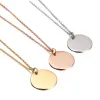 Stainless Steel Round Pendant Necklace Creative Blank DIY Necklace Fashion Jewelry Accessories Valentine's Day Gift LL