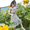 Платья для девочек, лето 2023, детское платье с цветочным принтом, шифоновое пляжное платье в богемном стиле для девочек на талии
