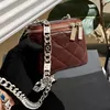 Clássico esmalte correntes designer de luxo cc caixa de maquiagem crossbody saco francês moda feminina vaidade caso ombro genuíno couro senhora bolsas noite bolsa rosa