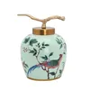 Butelki do przechowywania w stylu chiński ceramiczny imbir wazon rzemieślnicze herbata z ozdobami pokrywki centralny element ślubu do dekoracji domu dekoracja
