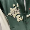 Bird Family Element 2023 Nova camisa de beisebol juvenil Dingdang Cat bordado casaco masculino de cor contrastante