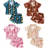 Ensembles de vêtements été enfant en bas âge bébé fille garçons pyjamas Satin ensemble à manches courtes chemise boutonnée Shorts 2PC tenues