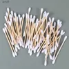 Coton-tige 100 PCS/Pack Double tête coton-tige femmes maquillage nettoyage coton-tige en bois ouate bâtons nez oreilles nettoyage outils L231116