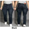 Мужские джинсы размера плюс 30-48, мужские весенне-летние осенние модные повседневные классические тонкие свободные прямые эластичные длинные джинсовые брюки черного, синего цвета