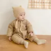 Barboteuses mignon ours hiver bébé body écharpe automne né garçons et filles vêtements laine enfants ensemble coréen Onesie 231115