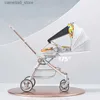 Strollers# Bidirectional Four Wheels High View Stroller Baby Stroller with Baby Comfort Portable Folding Sit and Lie Down Baby Pram Q231116