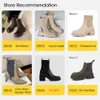 Donna-in Fashion Damen-Chelsea-Stiefel, luxuriöses Kuh-Wildleder, quadratische Zehenpartie, elastische Slip-On-Plattformsohle, Stitchin-Damenstiefel mit mittlerer Wade