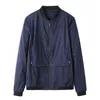 Herrjackor Spring Summer Ribbed Baseball Collar Zipper Jacket Män andas lätt tunt avslappnad utkläder Navy H001