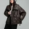 Frauengrabenmäntel Frauen Baumwolle Gefütterter Mantel 2023 Winter Winddichte warme PU-Jacke Weibliche Streetwear verdicken mit Kapuze Parkas