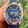 VSF Aqua 150M 220.12.43.22.03.001 GMT Worldtimer A8938 Automatik-Herrenuhr, 43 mm, blaues Zifferblatt, SS-Edelstahlgehäuse, Kautschukarmband, Super Edition, trustytime001Watches