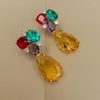 Stud Earrings YYGEM 14x22mm Multi Color Crystal Cz Drop Gold Plated Stone Earring Fashion Delicate Jewelry