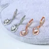 Dangle Oorbellen Klassieke Spiraal Rose Goud Kleur CZ Zirconia Drop Fashion Engagement Sieraden Voor Vrouwen Gift E685