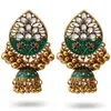 Dangle Earrings Bohemian Ethnic Green Flower Jewelry 2023 Women White CZ Antique Gold Plated Tassel