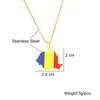 Chaînes Mode Acier Inoxydable Roumanie Carte Drapeau Pendentif Colliers Couleur Argent / Or Couleur Bijoux Roumain Ethnique Cadeaux Patriotiques