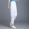 Pantaloni da donna sportivi in seta di ghiaccio a prova di zanzara ad asciugatura rapida per le donne in stile estivo sottile con fettuccia laterale. Casual corto corto da uomo