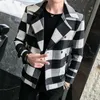 Giacche da uomo Trench doppio petto da uomo 2023 Primavera sottile giacca scozzese retrò di alta qualità Slim corta lana Moda Abbigliamento Uomo
