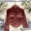 Blusas femininas camisas mulheres meninas topo outono design fino ajuste manga longa sexy temperamento camisa entrega gota vestuário roupas ot4ce