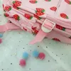 Borse da scuola Harajuku Kawaii Borsa da viaggio con fragole Borsa da viaggio Zaino in tela Sweet Lolita Studentessa con cerniera Zaino da viaggio 231116