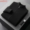 Swetry damskie LHZSYY MĘŻCZYZN MĘCA KONKMERE CARDIT Cardigan Middle Aged Stand Up Kllar Zip Up Płaszcz 100 Pure Wool Autumn Zima Gruba Sweter Kurtka 231116