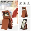 Luxury Shoulder Makeup Mirror Vogue Phone Case för Samsung Galaxy Folding Z Flip5 Flip3 Flip4 5G Robust Multiple Card Slots läderplånbok Kickstand Fold Shell