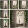 Cortina japonesa Noren, partición de puerta, puerta de cocina, planta verde decorativa, cortinas simples, decoración de cafetería y restaurante, media cortina