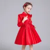 Robes de printemps pour filles, robe de princesse Cheongsam, Costumes d'anniversaire à fleurs, Tutu brodé ou avec enveloppe, ensemble de 2 pièces