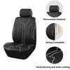 New Black Universal Car Seat Covers Leather Set With Hand Stitching And White Inserts Accessories Interior Seat Protector Cushion