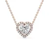 VVS Moissanite Pass Diamond Tester Solid Gold Heart Halo Diamond Necklace For Women