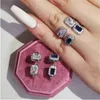 Square edelstenen Ring 925 Sterling Silver Engagement Wedding Band Rings For Women Bridal Promise Party Sieraden Gift