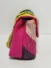 Sacos de noite Design de luxo arco-íris camurça mulheres bolsa articulando colorido cruz corpo saco patchwork pedra bolsa águia cabeça diamante 231115