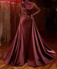 Burgundy Arabic Dubai Prom Dresses With Overskirts Sleeveless Elegant Satin Classic Formal Evening Party Gowns Moroccan Caftan Vestidos Abendkleider CL0553