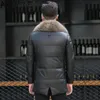 Men's Leather Faux Leather AYUNSUE Genuine Sheepskin Leather Jacket Men Clothing 90% Down Jackets Mens Real Fox Fur Collar Coat Winter Clothes Ropa LXR805 231115