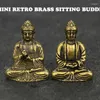 Figurine decorative Mini portatile retrò in ottone Statua di Buddha Tasca seduta Scultura Home Office Desk Ornamento Regalo