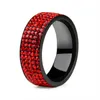 Punk Rock acier inoxydable noir anneau hommes bleu rouge vert cristal anneau pour femmes bague de mariage bijoux