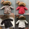 Para baixo casaco crianças menina menino inverno real pele espessada jaquetas 90 casaco longo casaco 1-12y bebê crianças roupas -30 outwear 211203 dr dhlvd