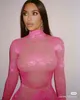 Vestido feminino Yousef aljasmi Noite kimkardashian Bainha Macacão gola alta renda rosa vestido longo schiaparelli Haute Couture por danielroseberry