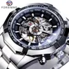 Other Watches Forsining Stainless Steel Waterproof Mens Skeleton Top Brand Luxury Transparent Mechanical Sport Male Wrist 231116