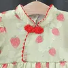 Abiti da ragazza per bambine, maniche per bambini, stampe di fragole, abiti estivi, vestiti cheongsam per bambini, amore