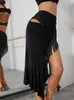 Stage Wear Abito da ballo latino nero Tango Rumba ChaCha Abiti da donna Zym 2235