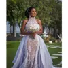 Vestidos de novia africanos Cuello alto Falda hinchada Sima Brew Country Garden Royal con tren desmontable Vestido de novia Plus Szie Robes de Mariee