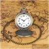 Pocket Watches Vintage Bronze Fishing Angling Design Quartz Pocket Watch for Men and Women Pendants Chain Present Present Drop Delivery W DH1VY