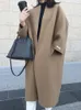 Women's Wool Blends EWQ Simple Multi Colors Brown Beige Black Woolen Double-faced Cashmere Coat Overcoat Outerwear Autumn Winter 16U5541 231116