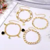 Charm Armbands Kisswife 4st Golden Women's Set Multiple Pearl Coin Heart Chain Armband Bangles For Women Vintage Jewelry Gifts 2023