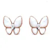 Boucles d'oreilles à tige Motif S925 Argent Sterling Papillon Femmes Grace Personnalité Fille Or Rose 18K Anti Allergie Bijoux Mode # 9