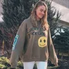 Bluzy męskie damskie bluzy bluzy moda streetwear cpfm kanyes graffiti uśmiechnięta twarz nadruk pullover długie rękaw dzieci patrz ghots jesienne plusz